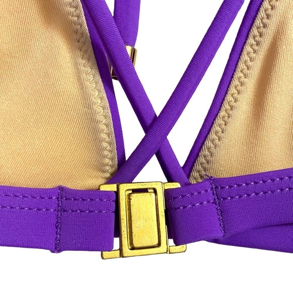 L'Agent by Agent Provacateur Avril Violet Triangle Bikini Top Halter Ties Small - Picture 9 of 12